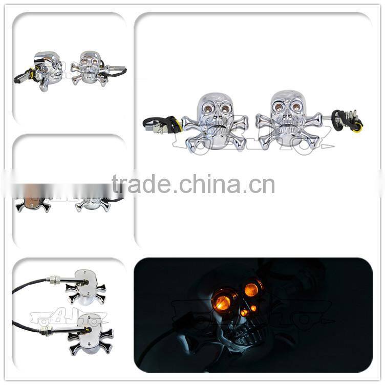 BJ-SL-056S New arrival chrome short stem ABS plastic skull LED motorcycle turn signal blinker light