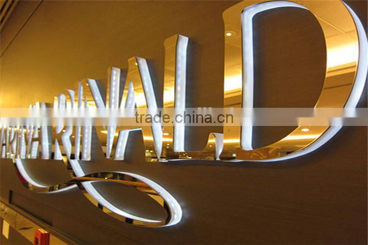 hotel room mirror stainless steel crystal backlit outdoor logo sign
