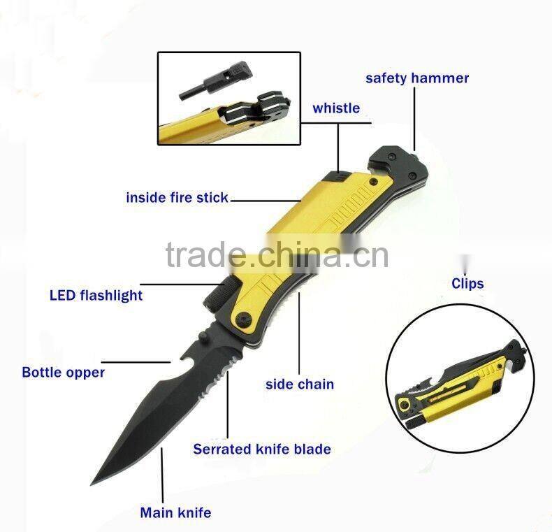 Aluminum handle multi survival camping knife