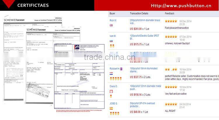 19mm stainless steel Flat Actuator electrical pushbutton switch with 6vdc ring Orange LED