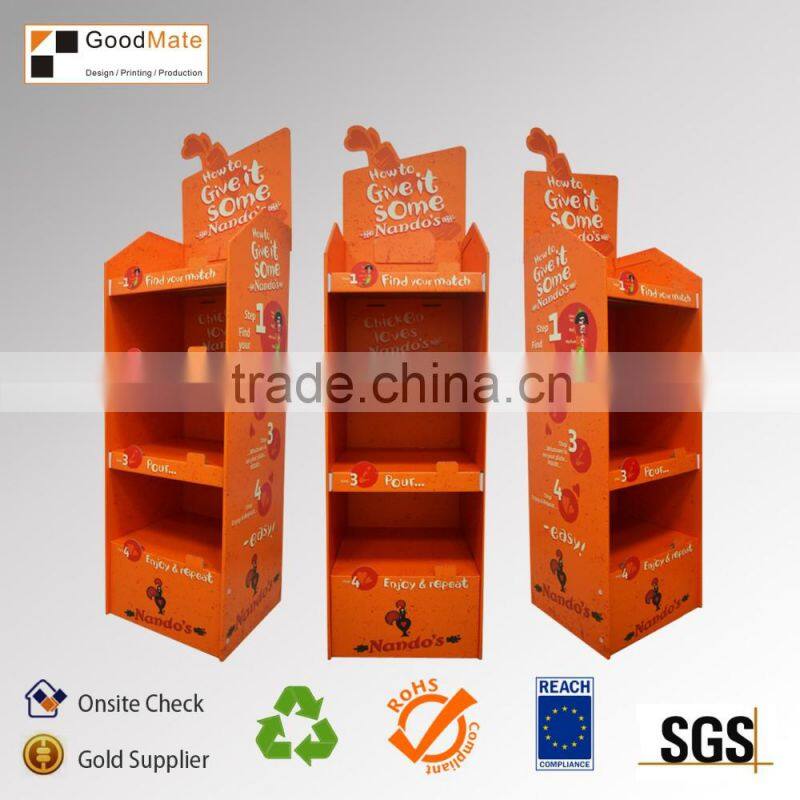 China Supplier Sugar-free juice promotion cardboard floor display stands
