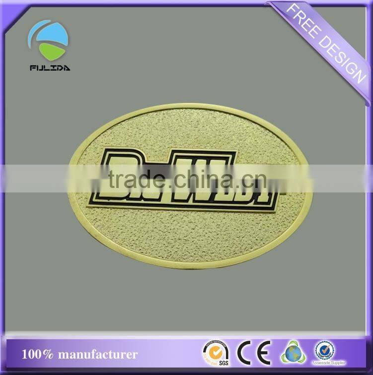 custom oval shaped gold lapel pins sand-blasting thick screw souvenir badge