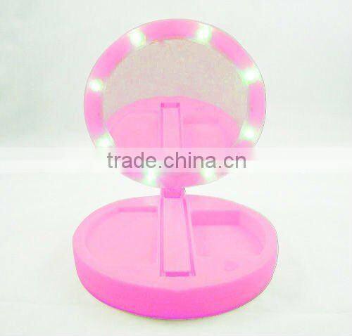 folable table mirror with LED light/table stand mirror/plastic folding table mirror