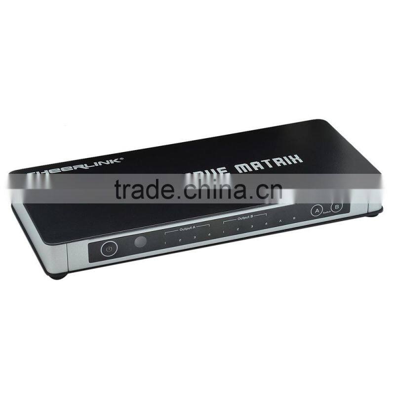 CHEERLNIK HDMI True Matrix 4-in 2-out Full 1080p Supported 3D V1.3 HDMI Matrix 4*2 w/ Remote Control - Black