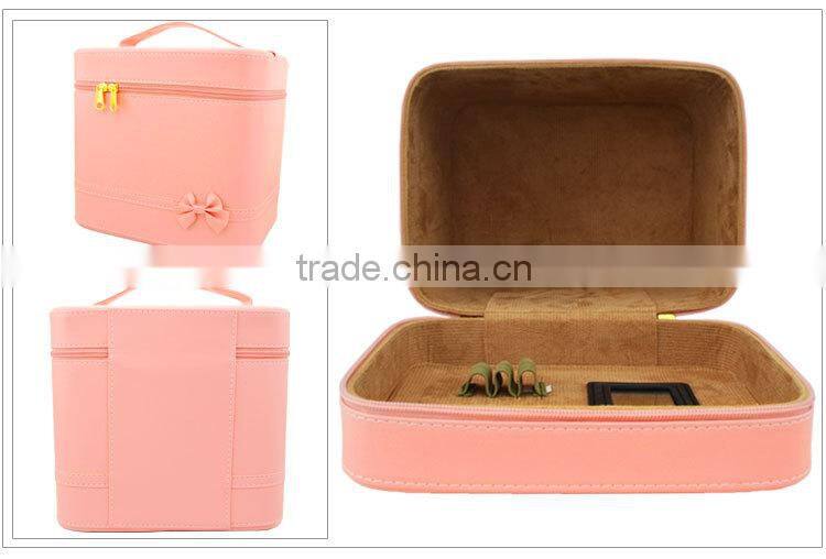Cosmetic Case Travel Toiletry Bag Organizer With Mirror And Butterfly Knot Design