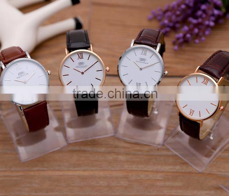2016 top best selling fashion men gift leather band japan movement quartz watches