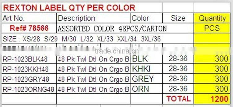 100% cotton men cargo short stock