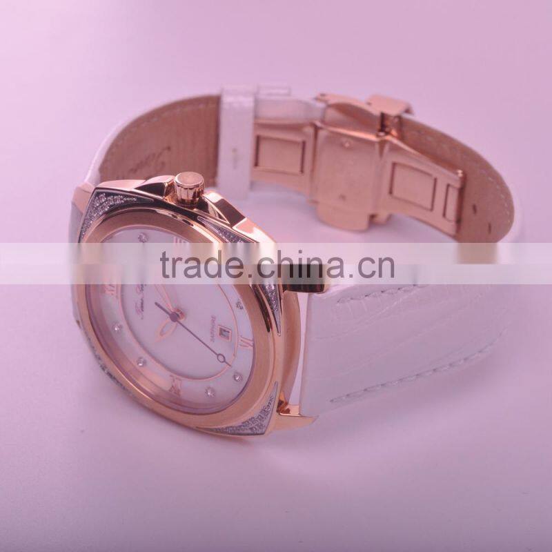 2015 Lastest Sapphire Glass Stainless Steel Case Stone set Japan Quartz Dress Watch for Women 5ATM