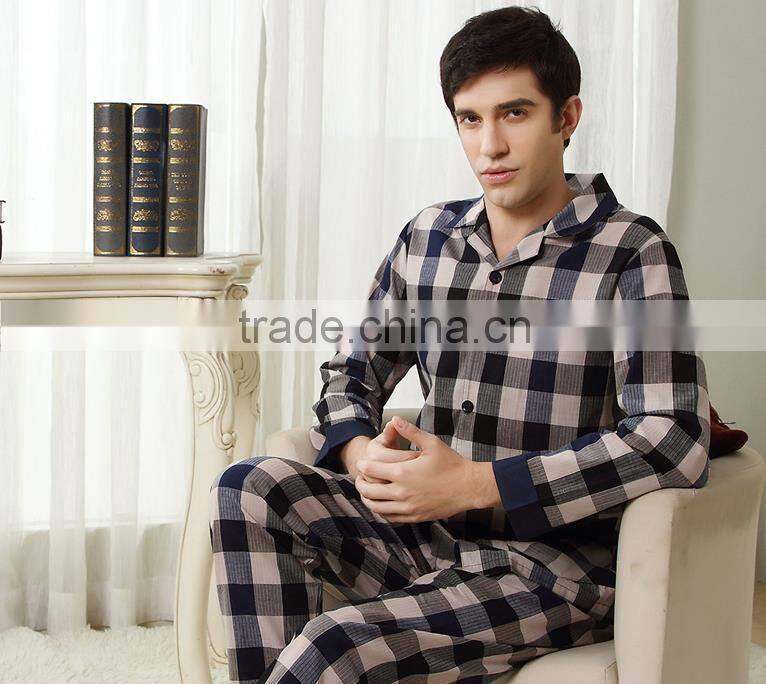 comfortable mens long sleeve cotton night suit for autumn