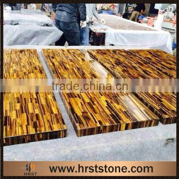 Yellow gemstone tiger eye tile