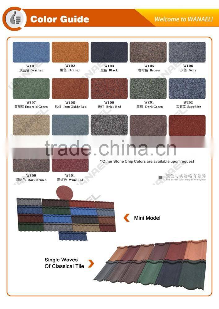 Wanael Shingle 1340x420mm sand coated steel roofing materials Eaves Protection