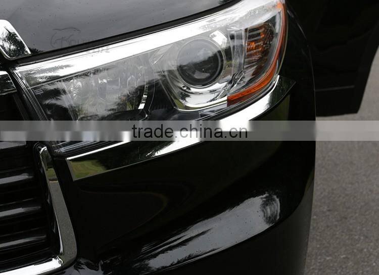1Pair Car Front Headlight Trim Eye Line Eyebrow Garnish Decorative Cover ABS For Toyota Highlander 2014 2015