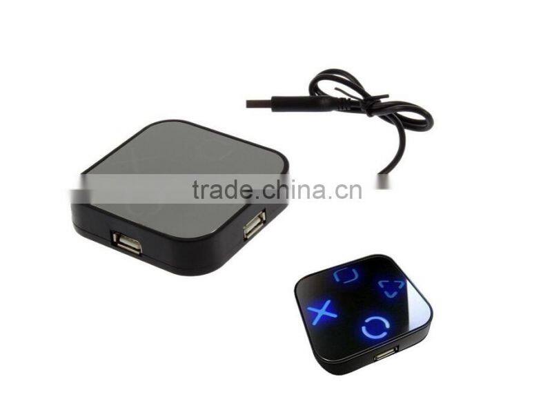 Blue LED Light Mirror Design 4 Port USB 2.0 HUB