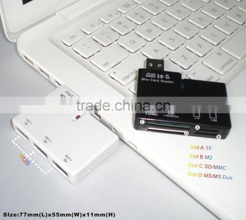 USB 2.0 HUB+USB 2.0 Card Reader COMBO HUB Spports TF/Micro SD/M2/SD/MS