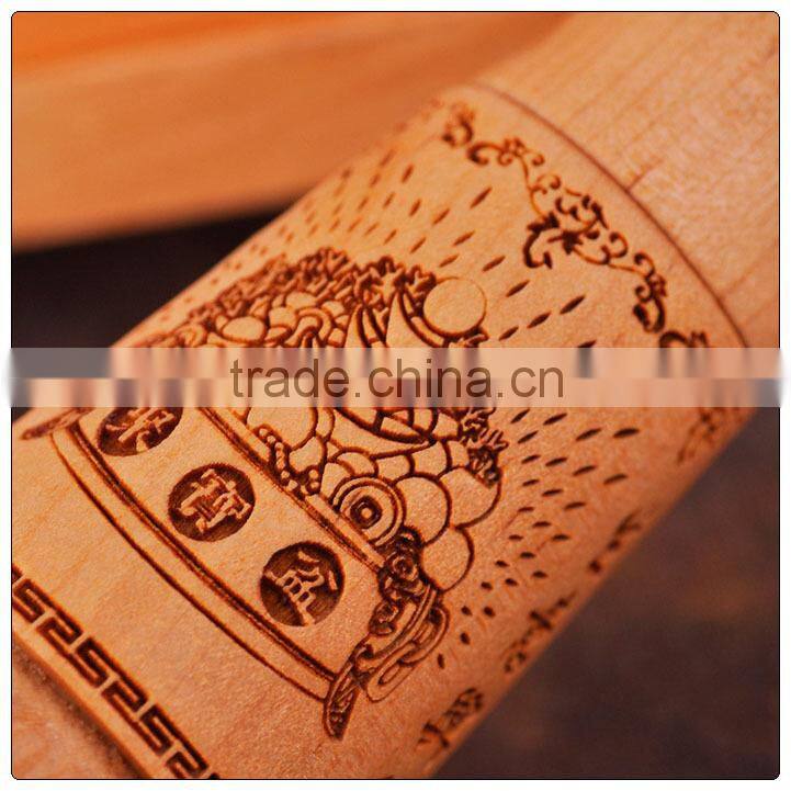 Peach wooden wen chang pen decoration