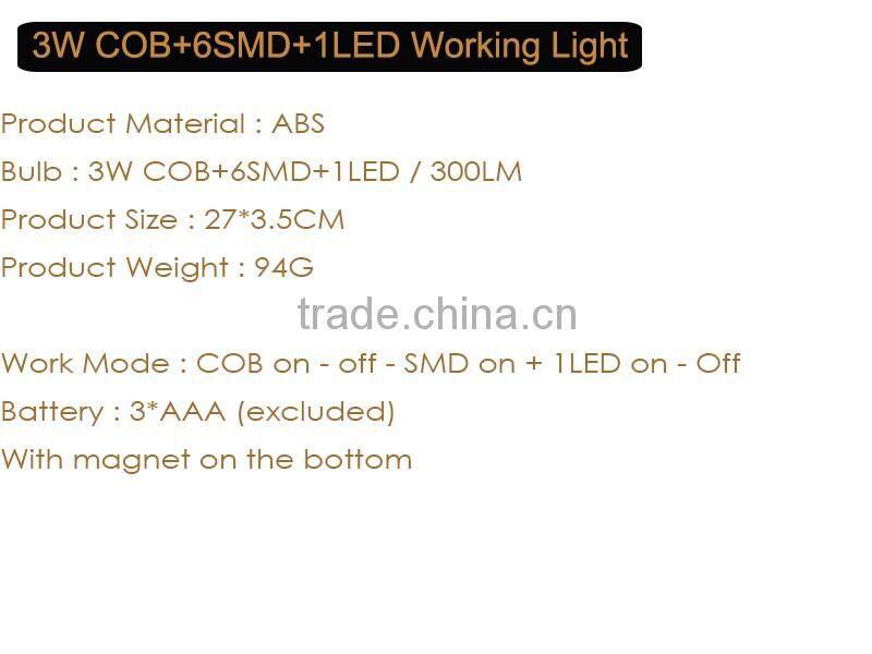 3*AAA Battery Power Supply COB Light/OFF/SMD Light/1 LED Magnetic Work Light