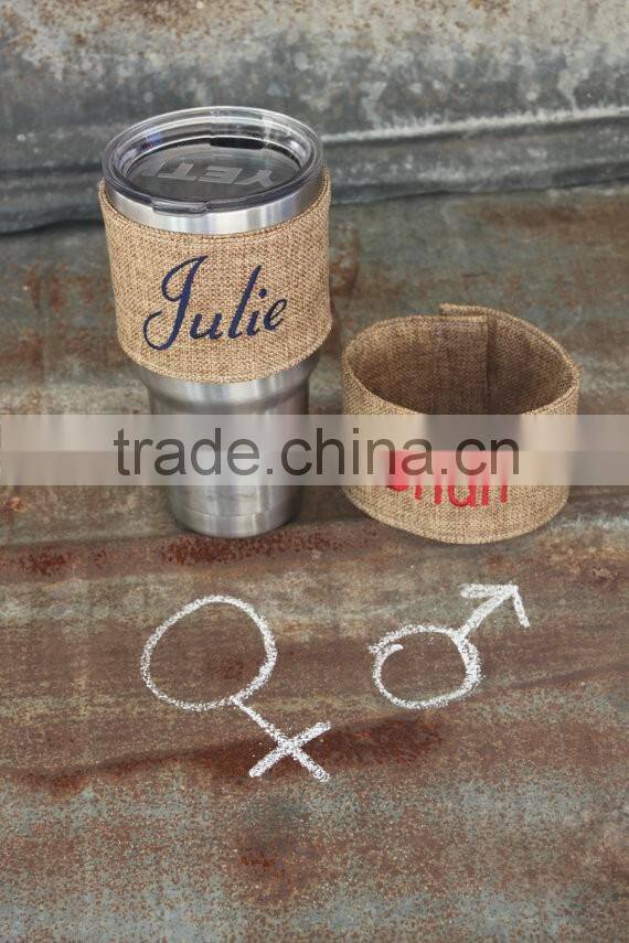 burlap can holder bags cozy wrap insulated outdoor drink holder