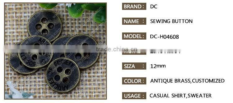 12mm Oeko tex 100 4 hole sewing button for baby apparels