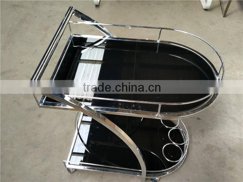 Modern style Glass serving kitchen cart