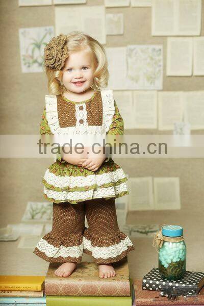 2015 hot sale adorable baby clothes thanksgiving girls outfit Fall Giggle Moon Remakes Children Boutique Clothing Sets Girl