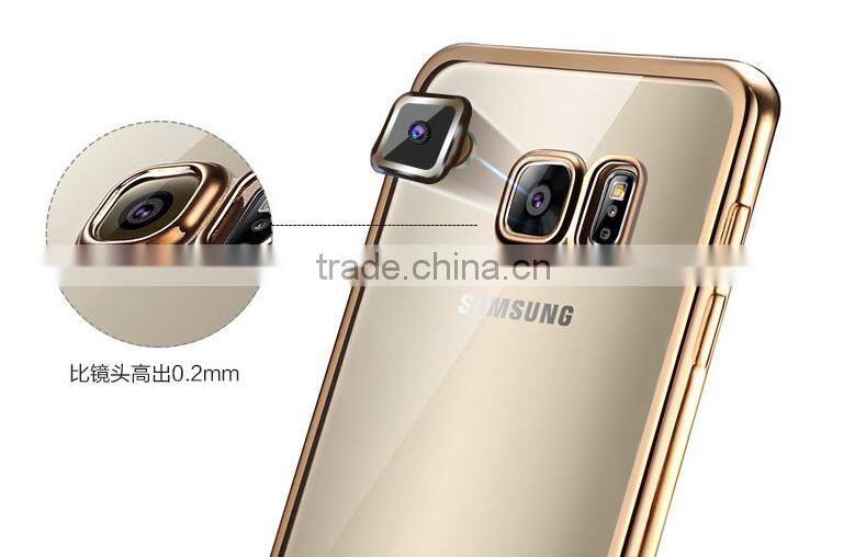 Clear Hard Back TPU gold electroplating Bumper Case Cover For Samsung S7 & S7 Edge