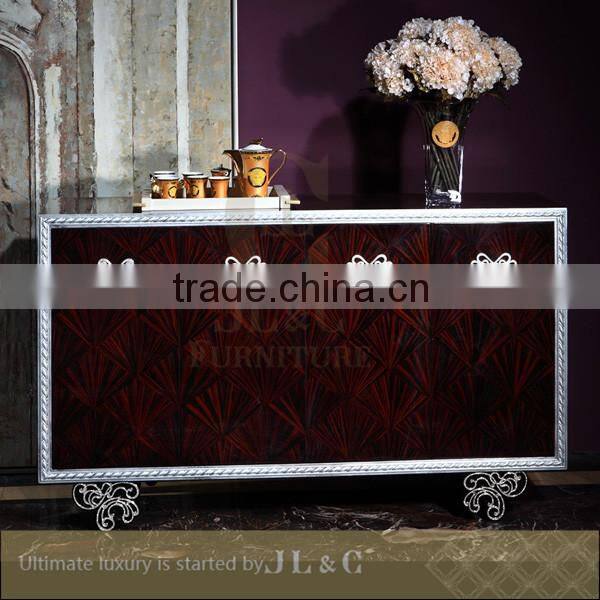 JB15-5 Luxury House Interior Design Solid Wood Sideboard Cabinet stainless Steel Frame-JL&C Classic Furniture