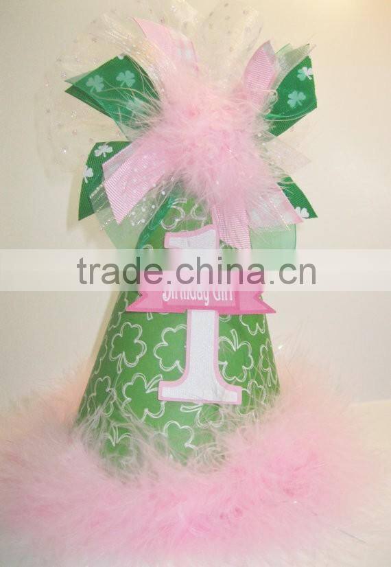 Novelty 2016 St. Patrick's Day First Birthday Miniature Glitter Party Cone Hat/Headband felt hat cone