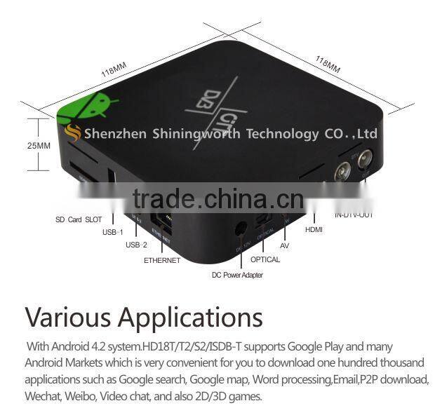 android 4.2 dvb t2 tv box remote control 1080p full hd gigabit network media player HD18T2