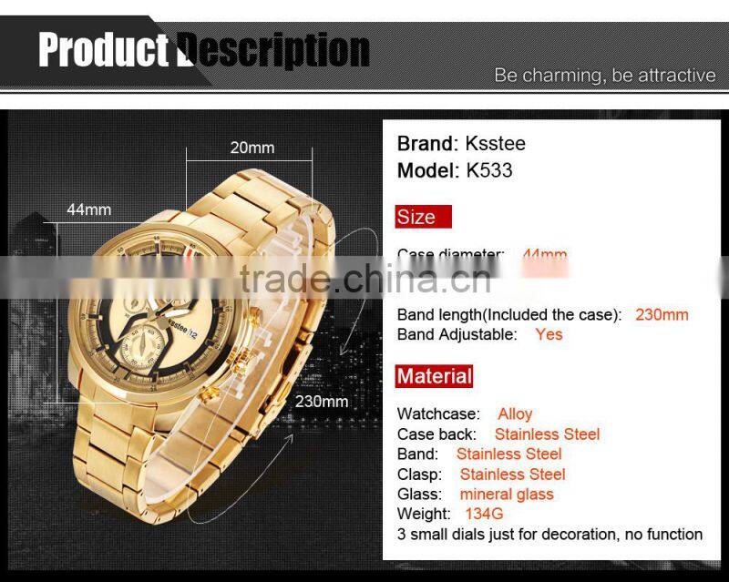 China Wholesale Market Men 22K Gold Plating Watch