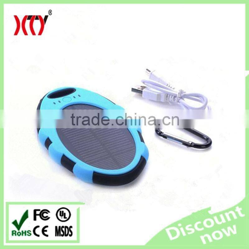 5000mAh waterproof travel solar power bank dual USB output CE RoHs certifications