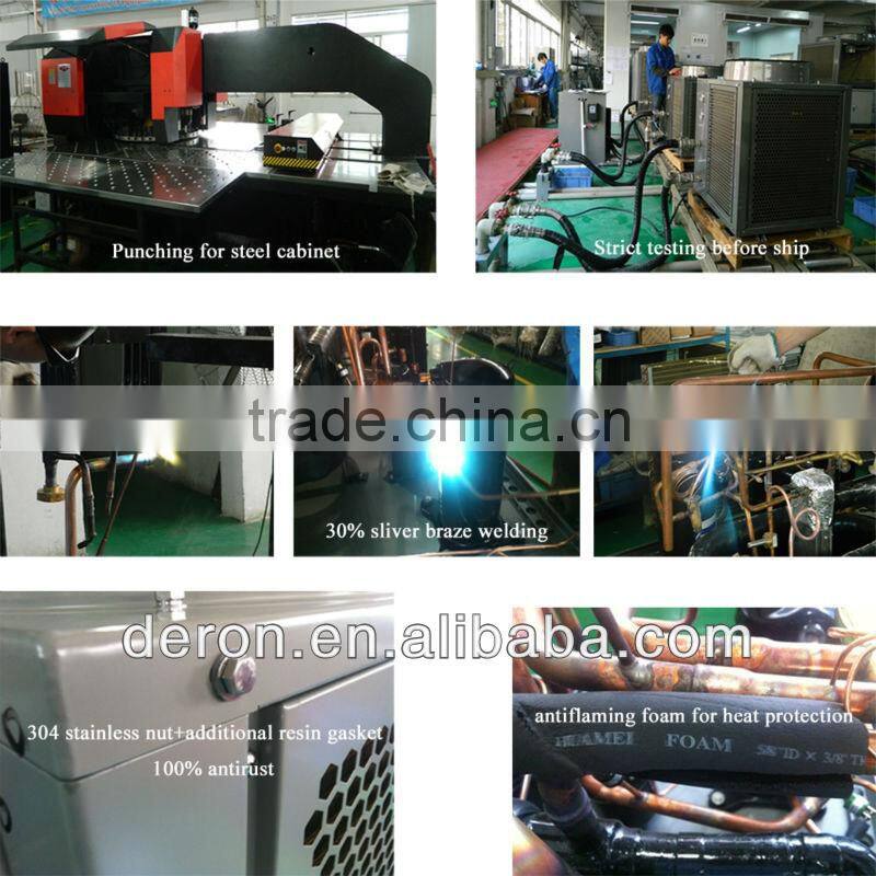 Deron certified high quality air source heat pump high temp. hot water max 80 Degree C, micro portable type