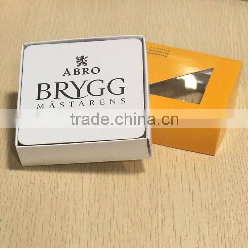 Coaster factory mdf cork coaster set , promotion wood coaster 4pcs each set in paper box