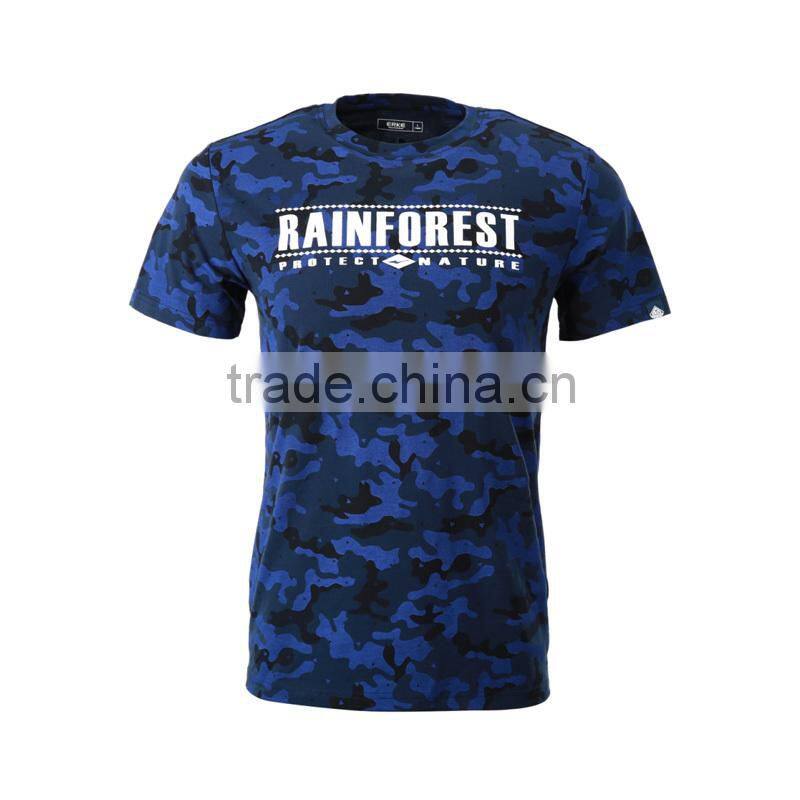 ERKE NEW design summer mens full camo round neck short sleeve cool t shirt with 100% cotton for wholesale
