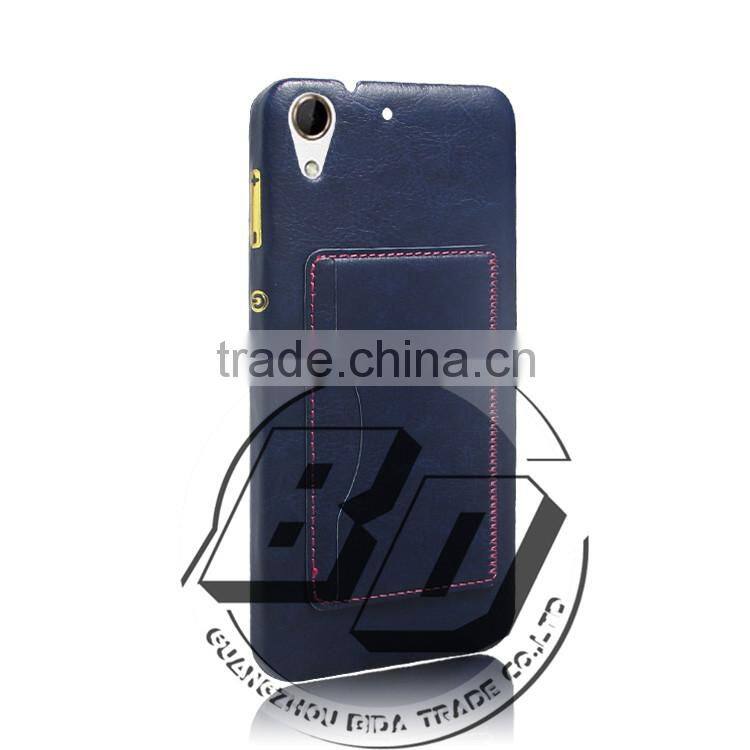 Fashionable Popular Pu leather Kickstand card pocket on back cover For HTC Desire 728 lowest price