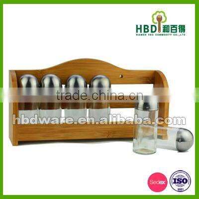 Glass spice jar with rack wholesale