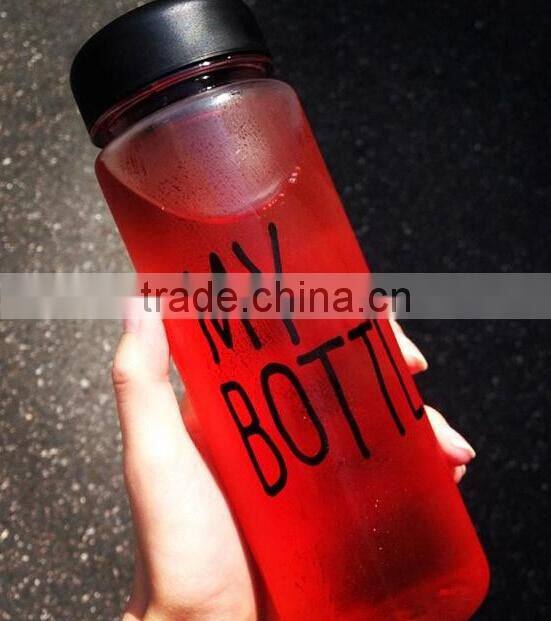 Korea Hot Sale Plastic Sports water bottle 500 ml my bottle With Black Cap