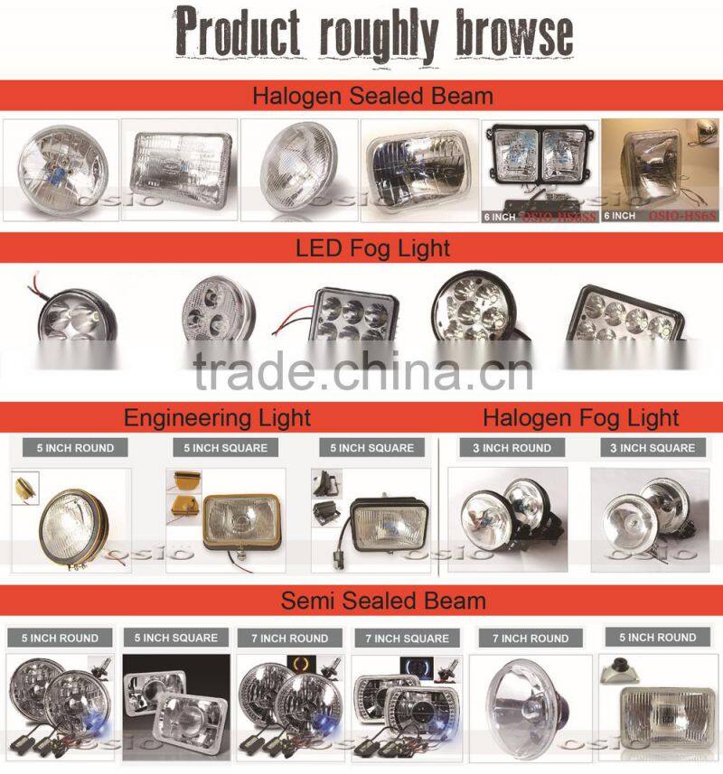 5 Square 12V24V Auto Halogen mirror Semi Sealed Beam Auto Halogen Lamp Install H4 or HID H4 Xenon Bulb