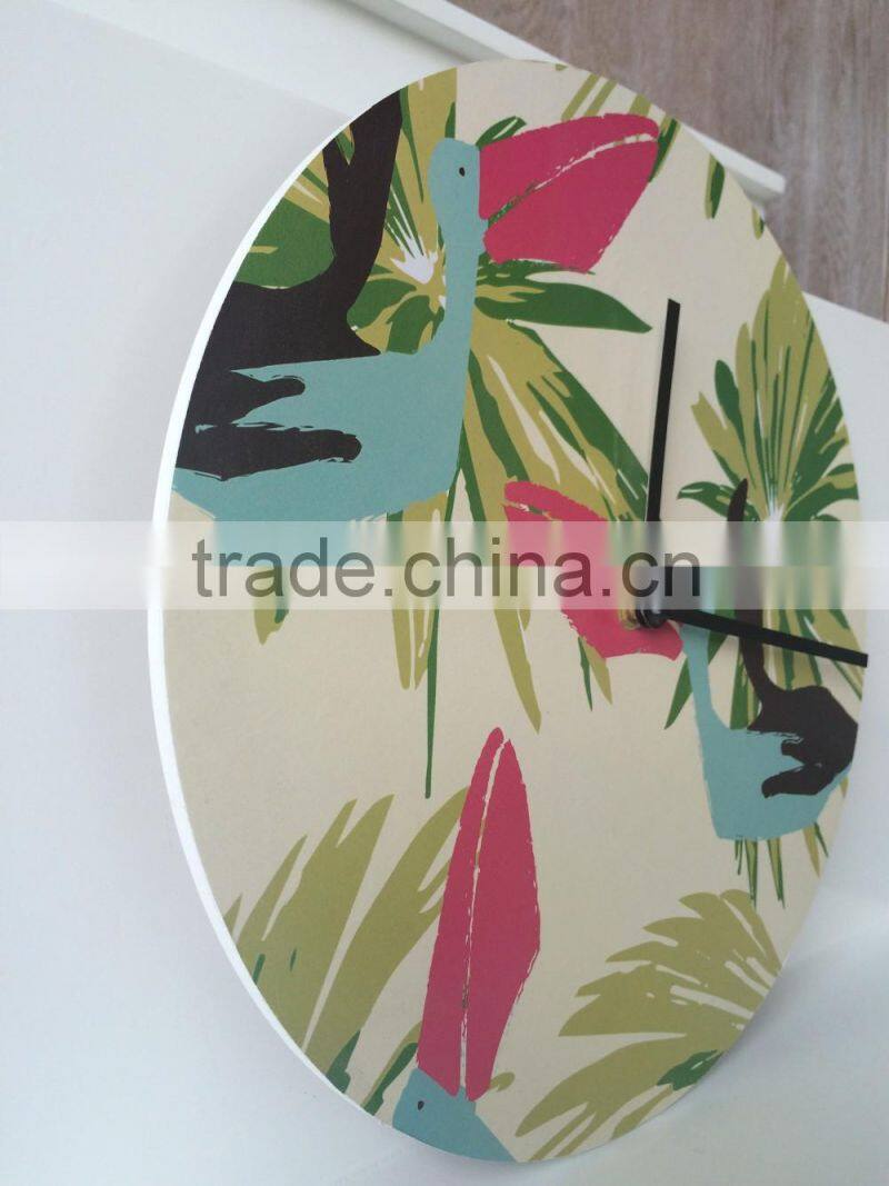fine summertime flower decorative wholesale wooden handmade wall clock