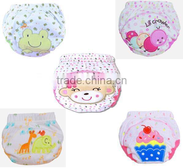 3 layer baby cloth nappy, cute monkey baby diaper, reusable baby nappy, cartoon embroidered training baby cloth nappy,