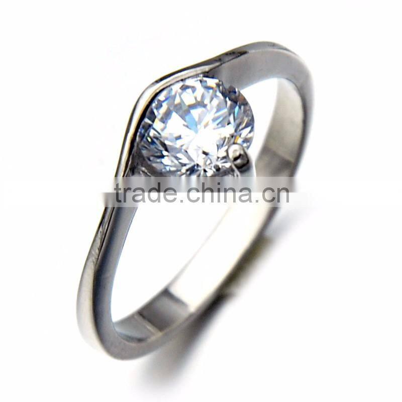 Unique Design Luxury Zircon Wedding Band Finger Rings Women Stainless Steel Engagement Ring