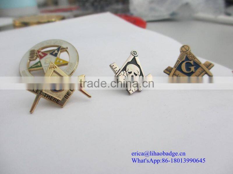 custom luxury 3d masonic brass lapel pin badge