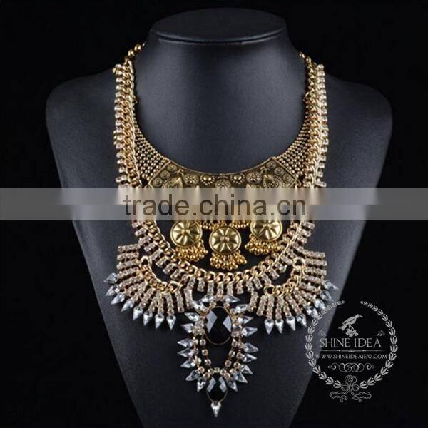 high quality vintage rhinestone chunky statement necklace tin alloy fashion women pendant necklace 6390088