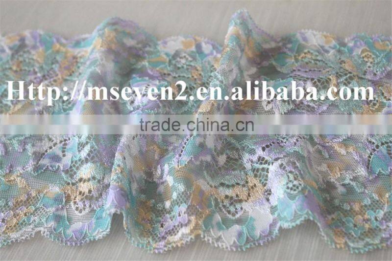 beautiful colorful african lace trimming elastic tulle fabric 100% nylon lace