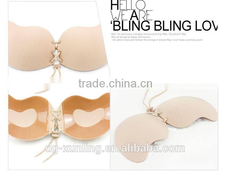 Sexy woman Push Up Self-Adhesive Silicone Bust Front Closure Strapless Invisible bra Wholesale