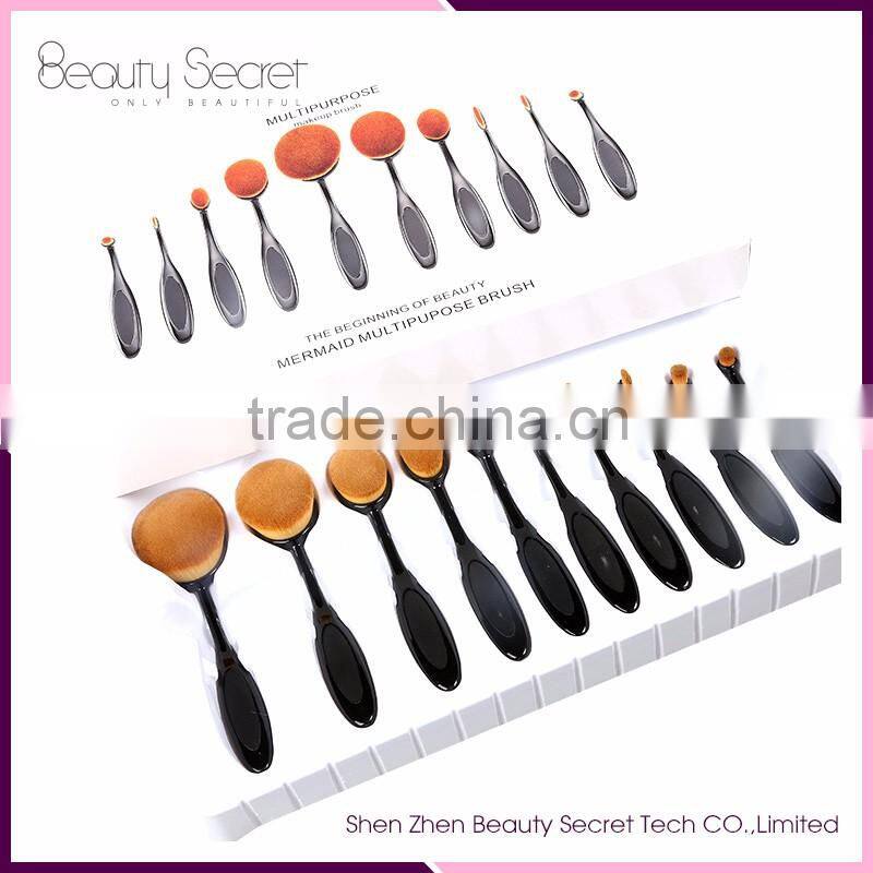 shenzhen makeup brush factory glitter oval makeup brush set 10pcs