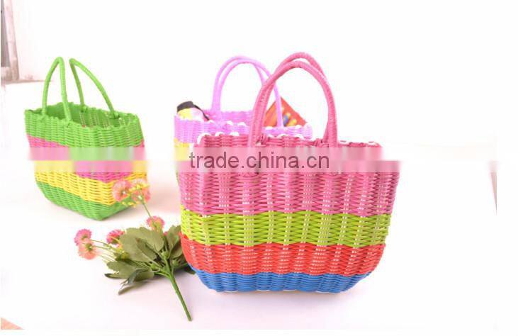 laundry soft cheap crochet PP straw bag woven shopping basket
