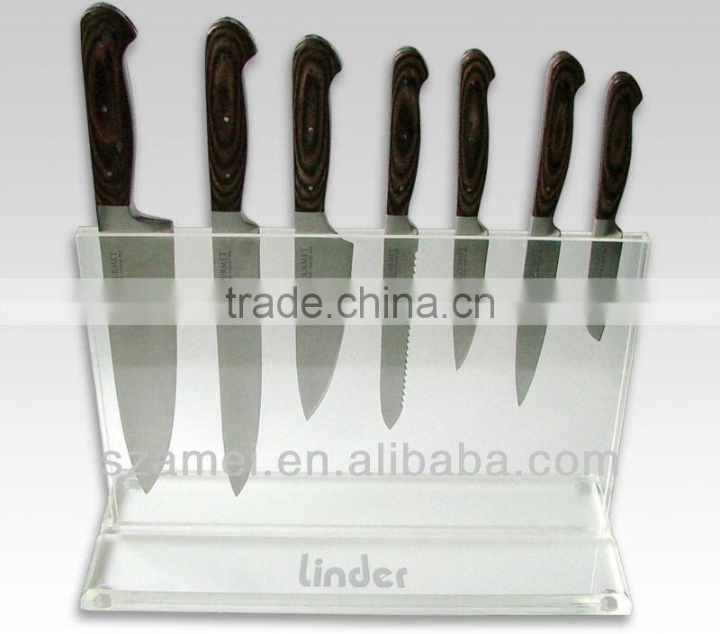 exquisite half round crystal acrylic knife display stand