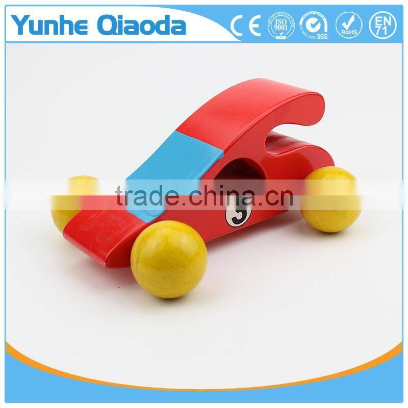 Red color classic race car toy for kids,Education city games wooden car model toy