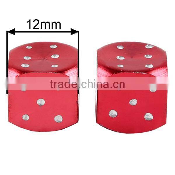 Universal Motorcycle 2X Red Dice Tyre Tire Valve Stem Caps Aluminum 12*8mm