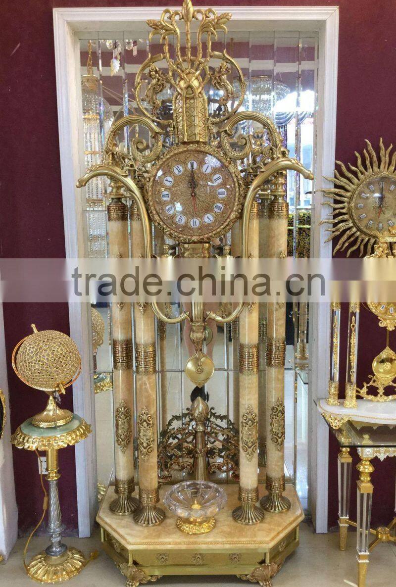 Antique Luxury Warrior Design Brass Floor Clock, Home Decor Copper Mounted Floor Standing Clock